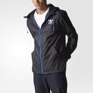 S.G Adidas Originals 愛迪達 三葉草 黑白 黑藍 蛇紋 男 連帽運動外套 風衣外套 AB2482