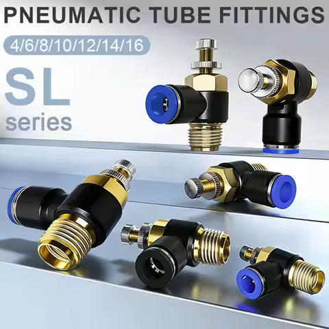 10PCS Pneumatic Push-in Adjustable Flow Control Valve SL4-M5 SL6-01 SL8-02 SL10-03 SL12-04 Air Speed