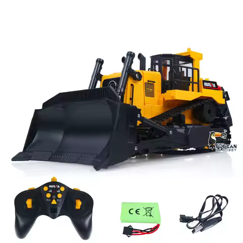 HUINA 1554 1/16 Electric RC Bulldozer Remote Control Dozer RTR Metal Ripper Light Effect Battery Fin