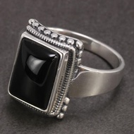 Solid 925 Sterling Silver Lucifer Rings with Black Onyx Natural Stone Handmade Statement Ring TV Sho