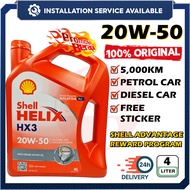 [Installation Provided] S2U Original Shell Helix HX3 Engine Oil 20W50 4Liter Minyak Hitam Kereta 4L