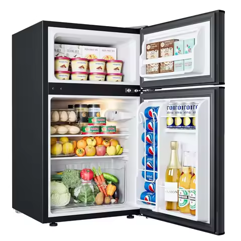 Mini Fridge with Freezer, 3.2 Cu.Ft Compact Refrigerator with freezer, 2 Door Mini Fridge with freez
