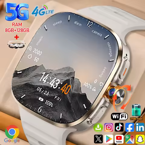 5G/4G Full Network Smart Watch Men 2.40 inch AMOLED Screen 8GB+128GB RAM 900W Camera GPS WIFI Google