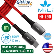 LPH0NES 14 SERlES MiLi Hl-L90 C to L PD 60W fast charging cable M.F.l standard 1m long