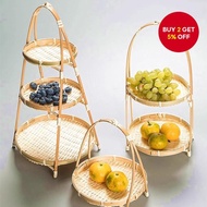 Bamboo Dim Sum Rack Fruit Basket Hand-Woven Multi-Layer Storage Basket