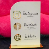 3 Icon Social Media Sign/Custom Acrylic Sign -  Reception I Help Desk I Cashier Counter & Etc