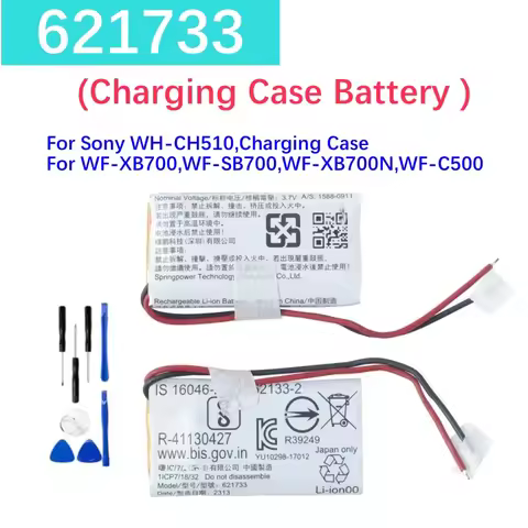 Wireless Headset Battery 621733,1588-0911 For Sony WH-CH510,Charging Casefor WF-XB700,WF-SB700,WF-XB