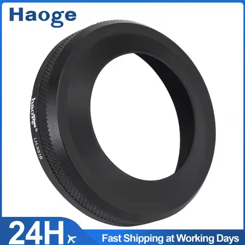 Haoge 2in1 All Metal Ultra-Thin Lens Hood with Adapter Ring Set for Fujifilm Fuji X100VI X100V Camer