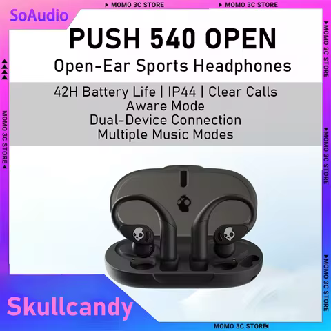 Skullcandy PUSH 540 Open Ear True Wireless Earbuds Elastic Over Ear Hook Lightweight Sports Headphon