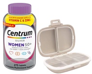 Centrum Silver Women 50+ Multivitamin, 275 Tablets Bundle with a Travel Pill Organizer, 8 Compartmen