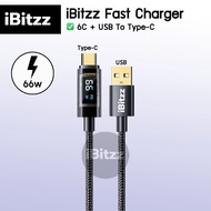 (ประกัน1ปี) iBitzz fast charger สายชาร์จเร็ว 100W (Type C to Lightning / type C to type C / USB to T