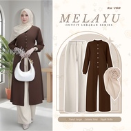 Upstyle - Melayu Outfit Set Lebaran Oneset 3in1 Modern Mahogany (Ayrin Tunic + Knit Pants + bella Sq