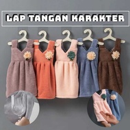 LAP TANGAN BELUDRU LUCU MODEL BAJU DRESS / HANDUK GANTUNG DAPUR LEMBUT