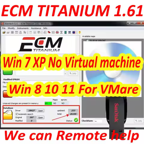 ECM TITANIUM 1.61 win7 xp No virtual machine / win 8 10 11 VMware For KT-/ AG K- ESS V2 With 18259+ 