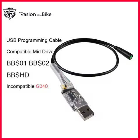 eBike USB Programming Cable for 8fun / Bafang BBS01 BBS02 BBS03 BBSHD Mid Drive Center Electric Bike