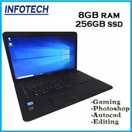 ( 8Gb Ram , 256Gb SSD ) Laptop Dell Lenovo Hp Fujitsu Toshiba , optional intel core i7 i5 i3 , Windows Professional
