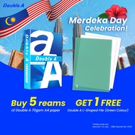 Kertas A4 Double A 70gsm (1 kotak/5 rim) - Percuma 1x L Fail