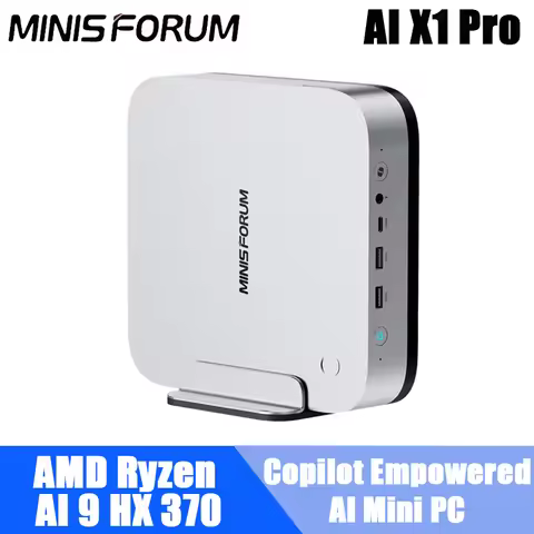 MINISFORUM AI X1 Pro Mini Pc AMD AI 9 HX 370 Fingerprint Copilot+PC WiFi7 BT5.4 Built-in 135W OCulin
