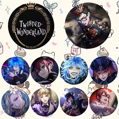 Cartoon Twisted Wonderland Game Badges Tinplate Soft Button Pin Brooch Metal Badge Custom Jewelry Ac