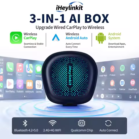iHeylinkit 128G/64G Wireless CarPlay Car AI Box Android 16.0 QCM6125 Android Auto HD Output Google P