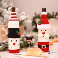 [BraveSundu] Christmas Wine Bottle Cover Set Santa Snowman Woven Wine Bottle Bags For Christmas Part