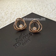 愛馬仕 Hermes 全新品 鏤空愛心鑽石耳環 玫瑰K金 鑽石耳環