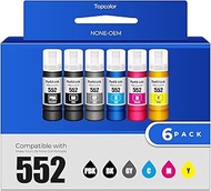 Topcolor 552 Ink Bottles Ecotank 6 Pack ET-8550 ET-8500 Replacement for 552 Ink Refill Bottle Work f