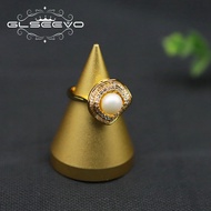 Glseevo Brass Plated Diamond Zircon Set Adjustable Ring Women's Wedding Engagement Luxury Exquisite Gift Jewelry Gr0304