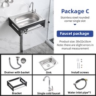 Stainless Steel Wall-mounted Sink Small Single Slot Wash Basin Kitchen Simple Dish Washing Basin Sin