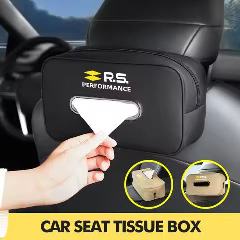Leather Car Logo Tissue Box Seat Hanging Paper Towel Storage Bag For Renault Clio Arkana Captur Twin
