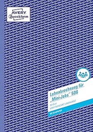 AVERY Zweckform 506 A4 Payroll Mini Jobs with 1 Sheet of Blue Paper Approved by Tax Office for Littl