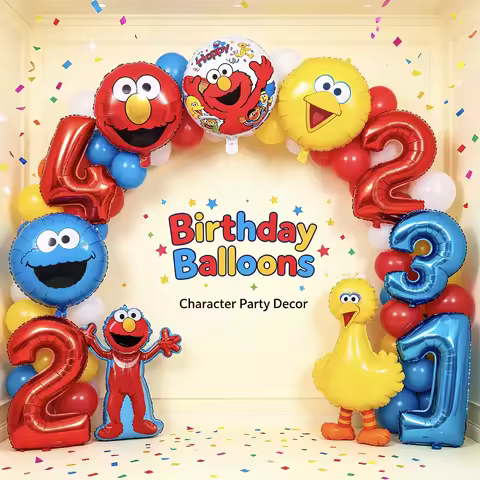 New Birthday Party Balloon Elmo Sesame Street Foil and Balloons 12Inch Latex Birthday Party Decorati