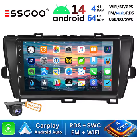 For Toyota Prius 3 XW30 2009-2015 Android 14.0 Car Radio Multimedia Video Player GPS Navigation Carp