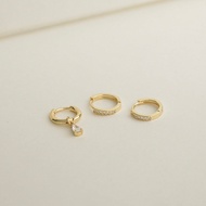 Plenty Giada Huggie Earring Set 14K Gold Plated - Gold