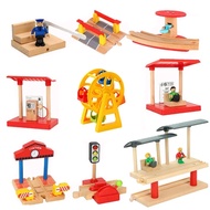 Wooden Train Track Universal Scene Expansion Accessories Suitable For Brand Wooden Railway Track Set Children's Educational Toys