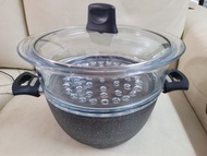 法國Flonal 硼矽酸鹽玻璃蒸籠+湯鍋 (25cm 直徑)