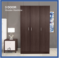 (Pre Order) DorNordic 3 Door Wardrobe Wooden | 3 Pintu Almari Baju | 2 Door Wardrobes