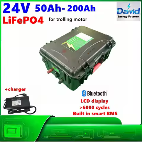 waterproof Lifepo4 Battery 24V 60Ah 80Ah 100Ah 120Ah 150Ah 200Ah Lithium Battery With Bms For Trolli