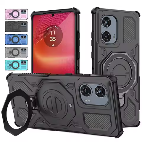 Shockproof Armor Phone Case For Motorola Edge 50 Fusion Car Magnetic Holder Back Cover For Moto Edge