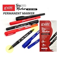 Gsoft Twin Permanent CD Markers Dual Tip １.0mm / 0.4mm Fine point Marker Ink Kekal M-GS-868