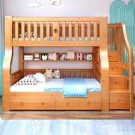 Bunk bed, all-solid wood two-tier bed, double bunk bed, staggered bunk bed, wooden bed, children's b
