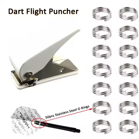 1pc Darts Flights Puncher Dart Wing Hole Punch tool Plus 50pcs Stainless Steel Darts Flights Retaine