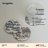 Feragatha Coaster Wooden Coaster Riviera Aesthetic Drink Coaster