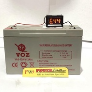 Voz Battery 6V 12Ah + Digital Volt Meter