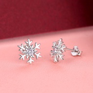 PT950 Platinum Snowflake Earrings Female 18k Earrings Temperament Small Earrings for Girlfriend Birt