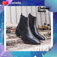 901 👞 Arcobareno Chelsea Boot Matt Black ข้อสูง 6 นิ้ว กับหนังวัวกึ่งเงา สีดำ พื้นเย็บทนทานสูง 4 cm
