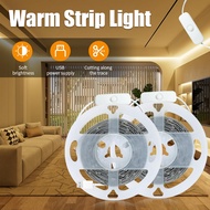 ชุด 1 แพ็ค ไฟเส้น LED ยาว 1 เมตร ถึง 10 เมตร, สีขาวอบอุ่น 2835, ควบคุมด้วยปุ่มสวิตช์, ปลั๊กไฟUSB และ