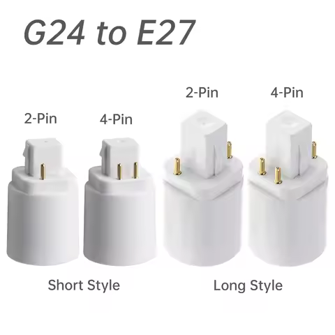 5Pcs 2-Pin/4-Pin Conductive G24 to E26 E27 Socket Adapter Gx24 Lamp Base Adapter G24q to Medium Edis