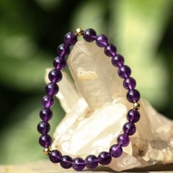 【手環系列】6.2mm烏拉圭紫水晶手環綴鍍金珠 (歡迎客製)