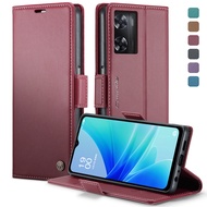 Ốp điện thoại cho Oppo A57 A77 a57s a77s A96 A76 từ Ví da khe cắm thẻ vỏ lật Retro vỏ